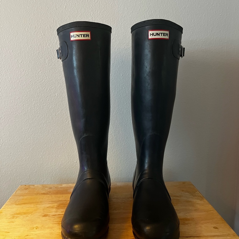 Hunter Boots Vintage Tall Knee High Navy Rain Boots